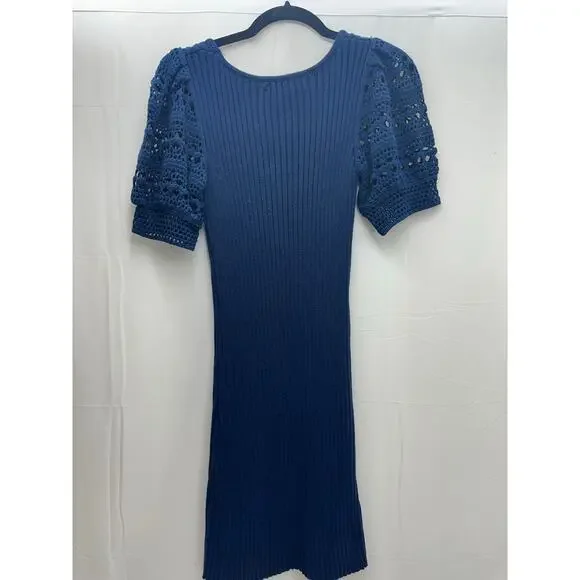 Central Park West Navy Cotton sweater dress M NWTS - Picture 3 of 4